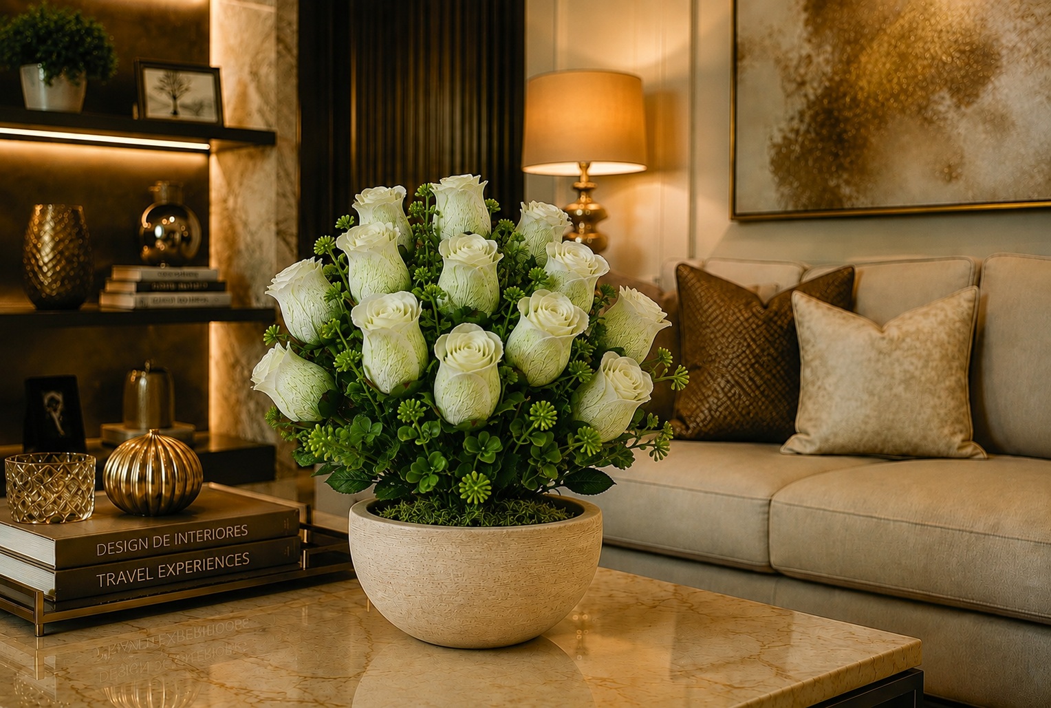 Buquê de Rosas Artificiais com 7 Botões de Rosas