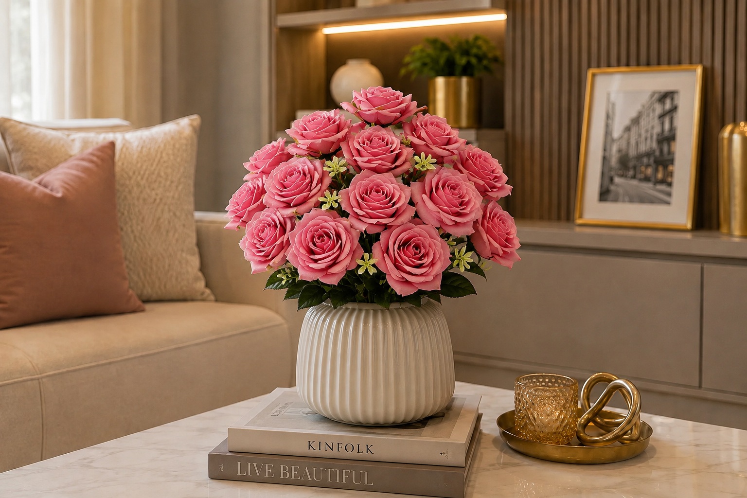 Buquê de Rosas Artificiais para Revenda com 9 Botões – 40cm