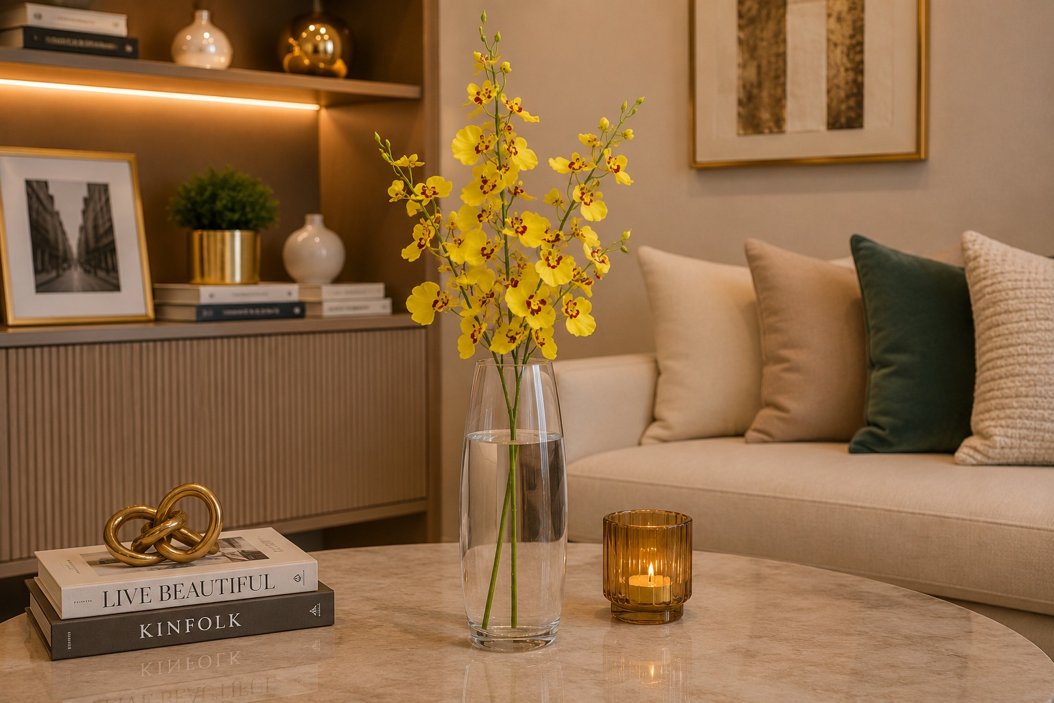 Haste de Orquídea Chuva de Ouro Artificial – 89cm